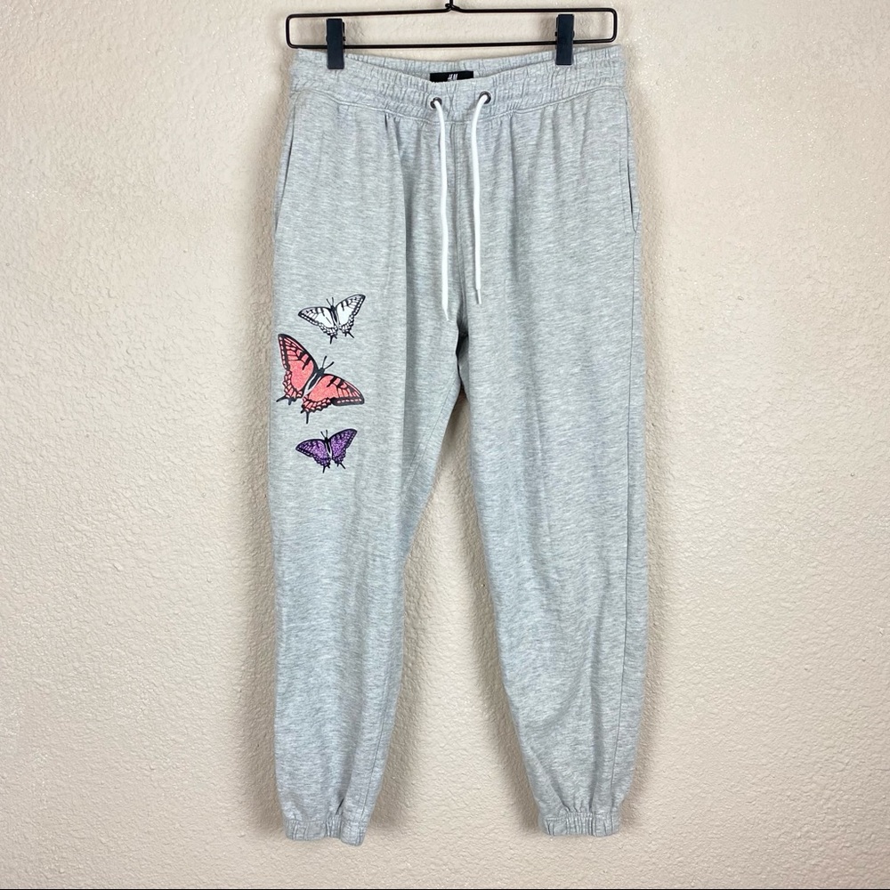 Custom H&M Regular Sweatpants Glitter Butterfly Medium